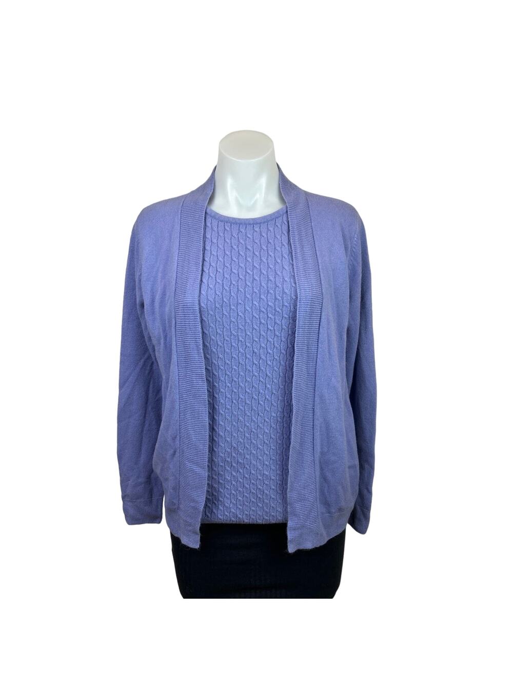 Bromley Vintage Purple Faux Cardigan Sweater Pullover Connected 2 piece set Top